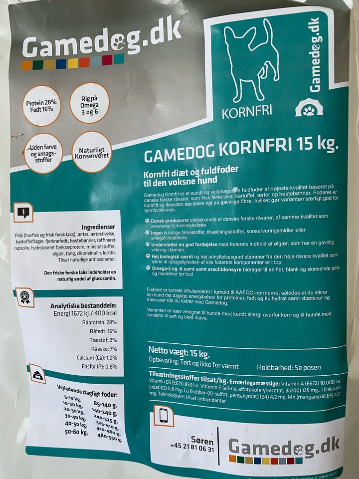 Hundefoder Gamedog kornfrit