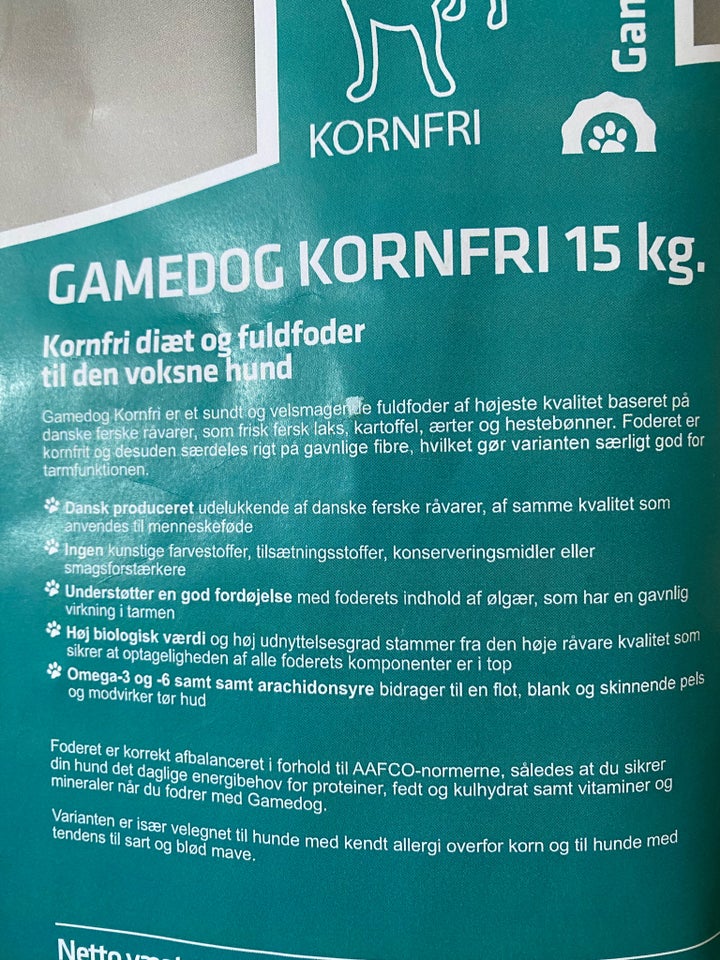 Hundefoder Gamedog kornfrit