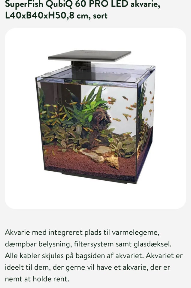 Akvarium, 60 liter, b: 40 d: 40 h: 50