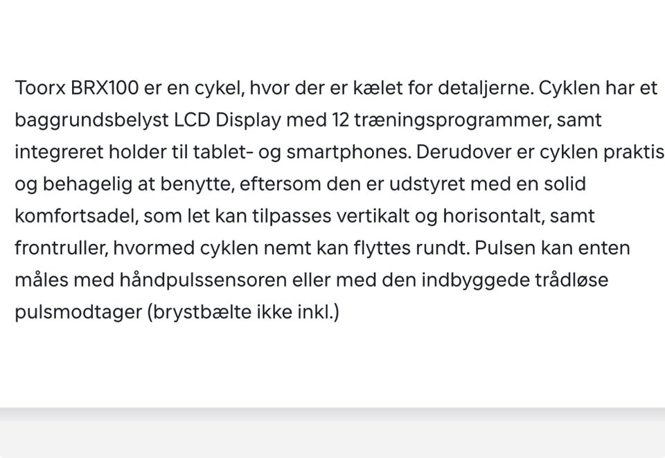 Motionscykel, Toorx BRX 100