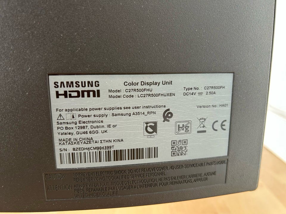 Samsung, fladskærm, c27r500fhu