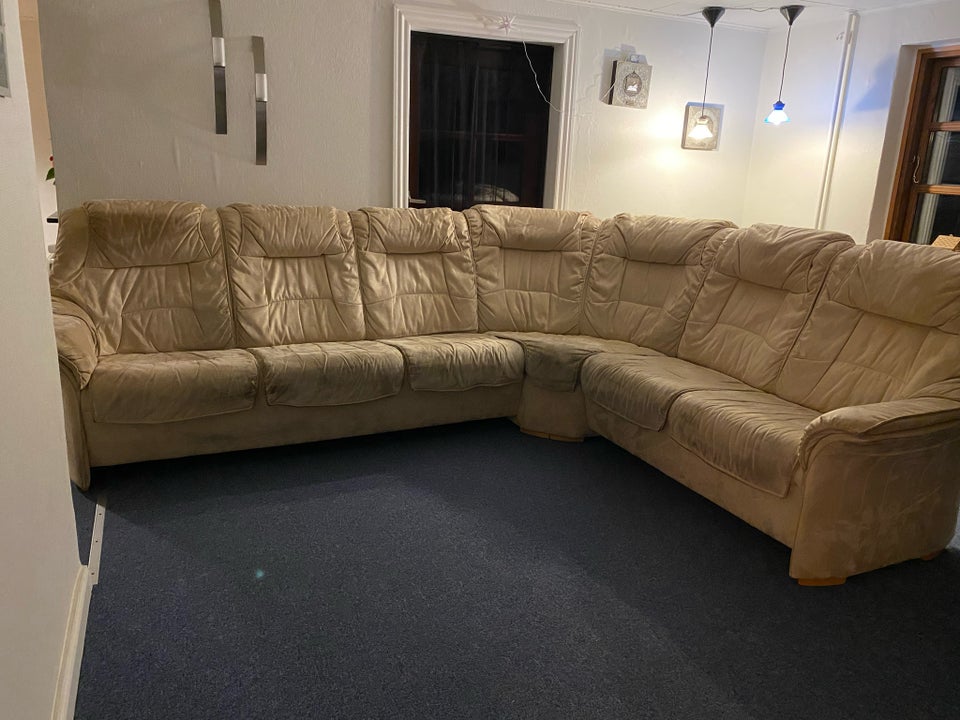 Hjørnesofa, velour, 7 pers.