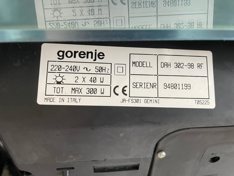 Emhætte, Gorenje DAH302-98 RF, b: