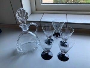 Glas Karaffel + 5 glas Holmegaard