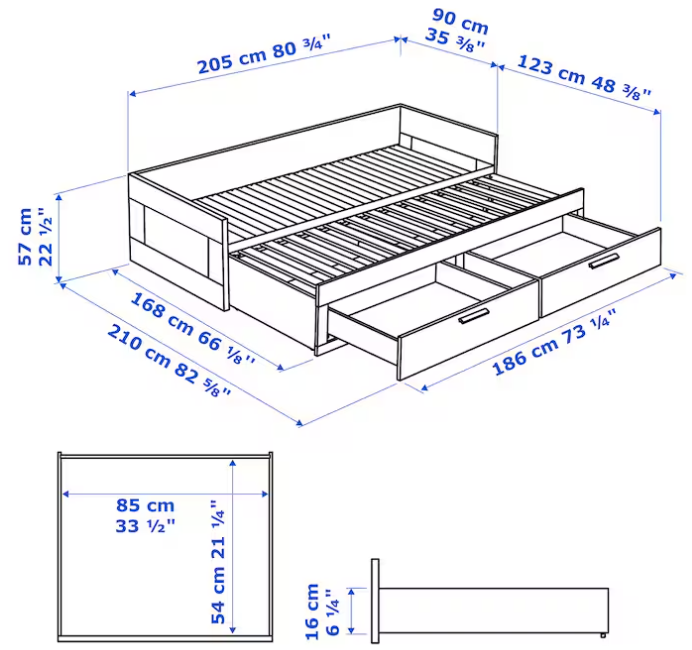 Sovesofa, Ikea Brimnes, b: 168 l: