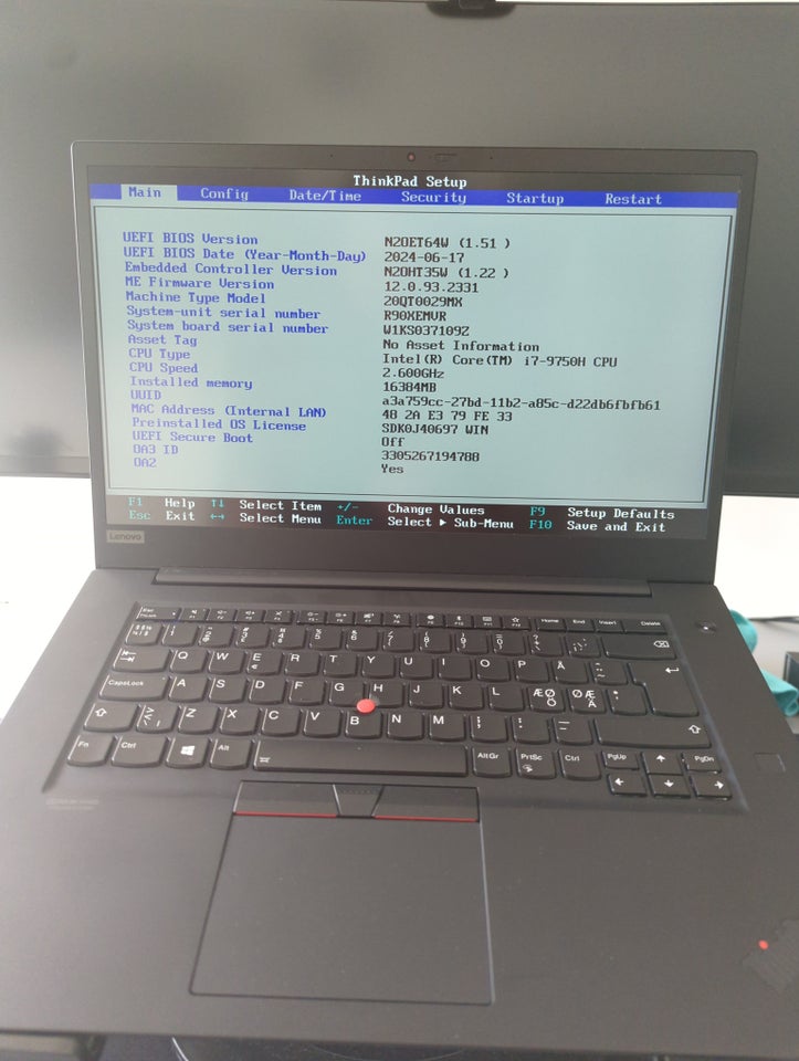 Lenovo Thinkpad p1 gen 2, 2,60 GHz,