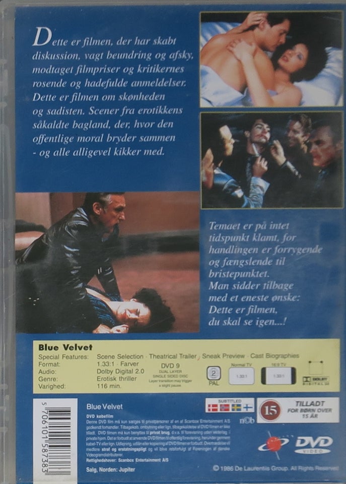 Blue Velvet, DVD, drama