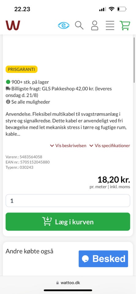 Andet Svagstrømskabel 4x005