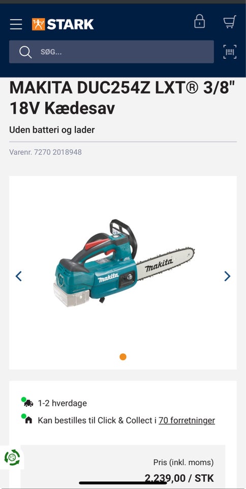 Kædesav, Makita DUC254Z