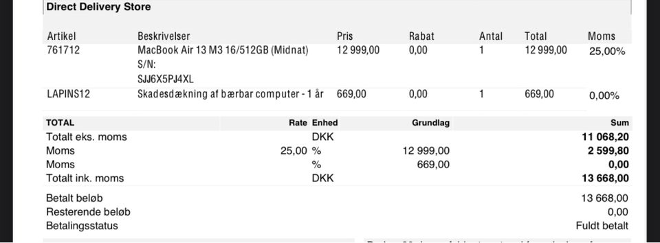 Andet mærke Macbook Air M316 Gb ram,