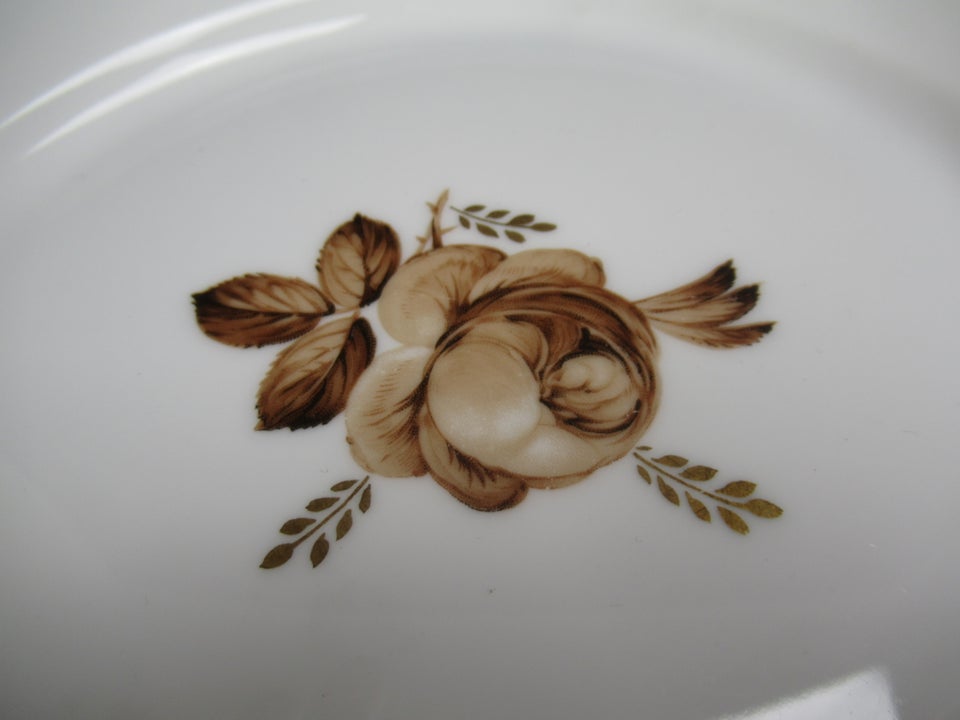 Porcelæn, Brun Rose Kagefad