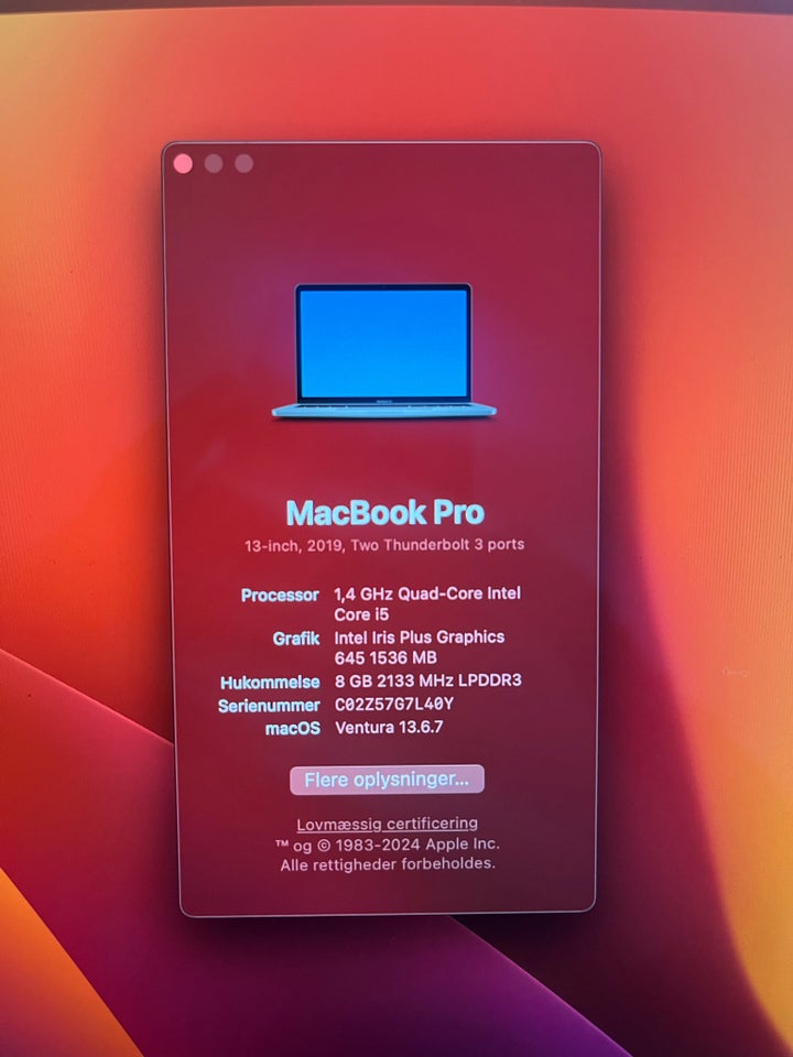 MacBook Pro, 13-inch, 2019