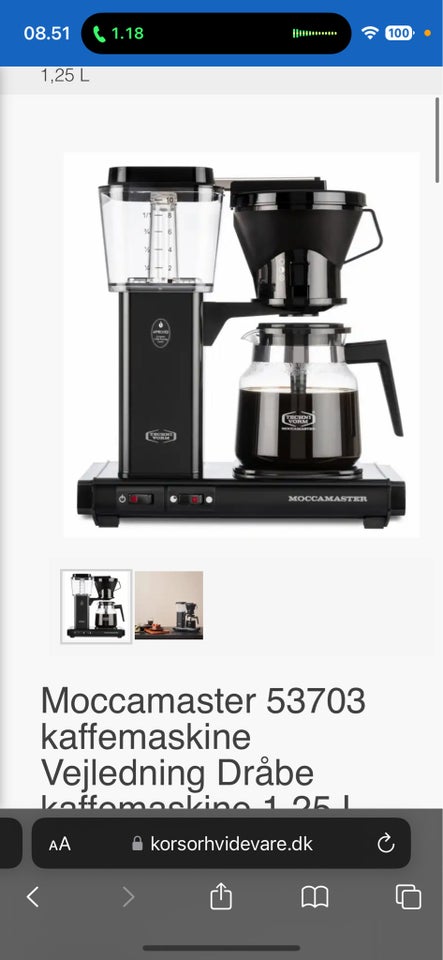 Kaffemaskine Moccamaster