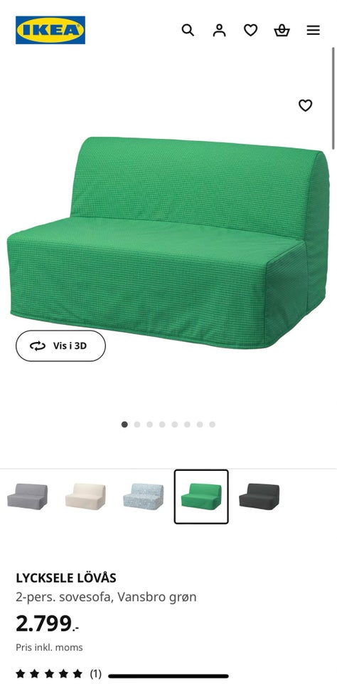 Sovesofa IKEA  b: 142 l: 100 h: 87