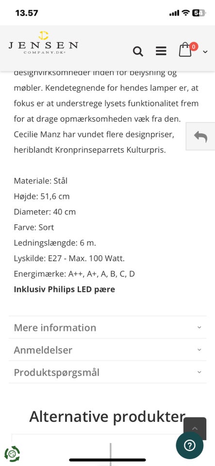 Cecille Manz loftslampe