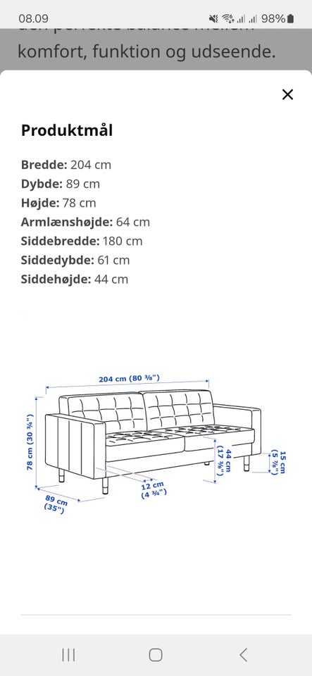 Sofa 3 pers  Ikea