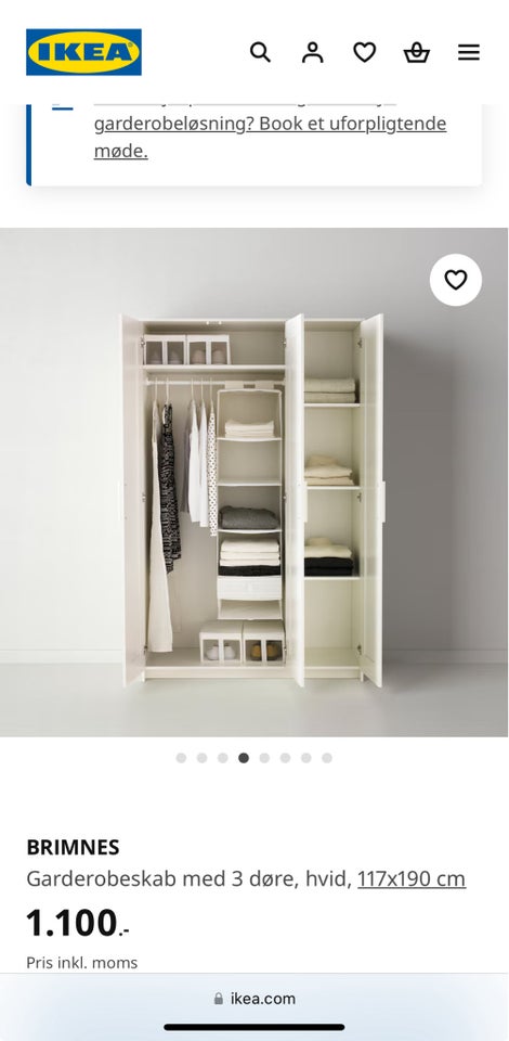 Garderobeskab IKEA b: 117 d: 50 h: