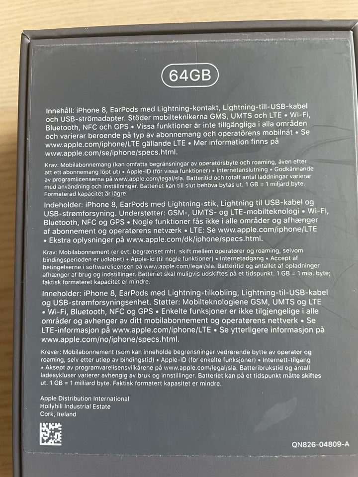 iPhone 8, 64 GB, grå