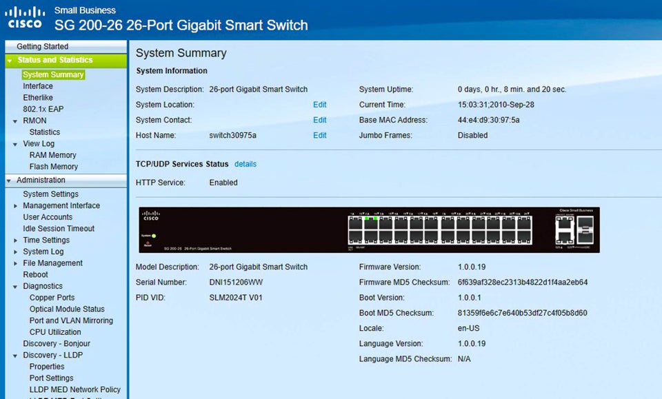 Switch Cisco SG200-26 Rackmount