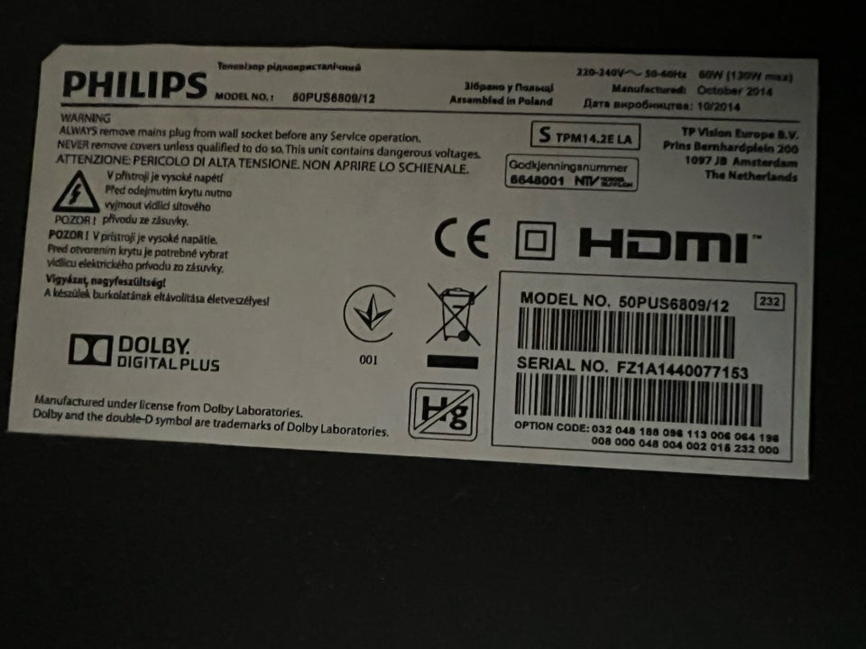 LED, Philips, 50pus6809/12