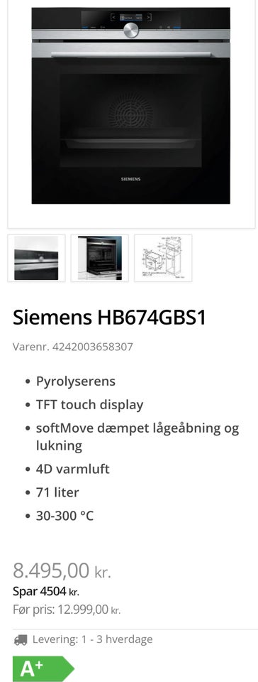 Indbygningsovn Siemens