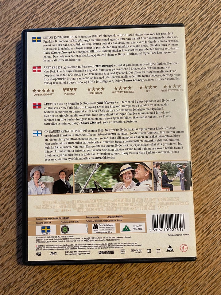 Hyde Park On Hudson, DVD, komedie