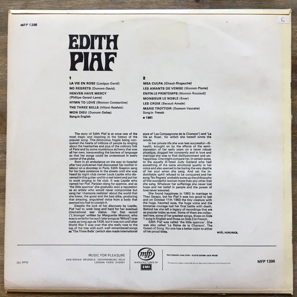 LP, Edith Piaf, Edith Piaf