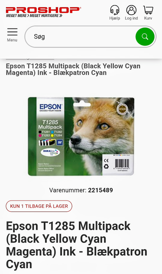 Blækpatroner m farve Epson