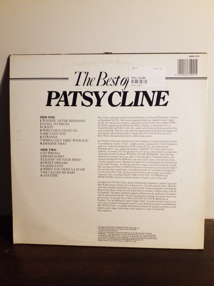 LP PATSY CLINE Country