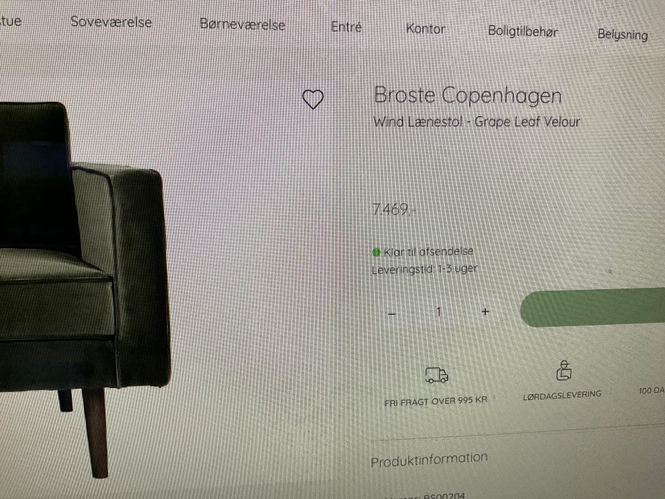 Lænestol velour Broste