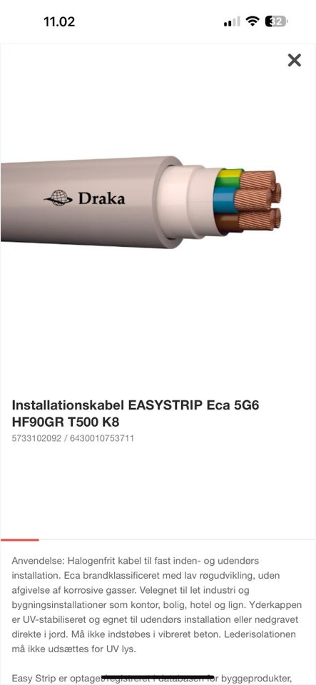 Installationskabel Draka  30 m