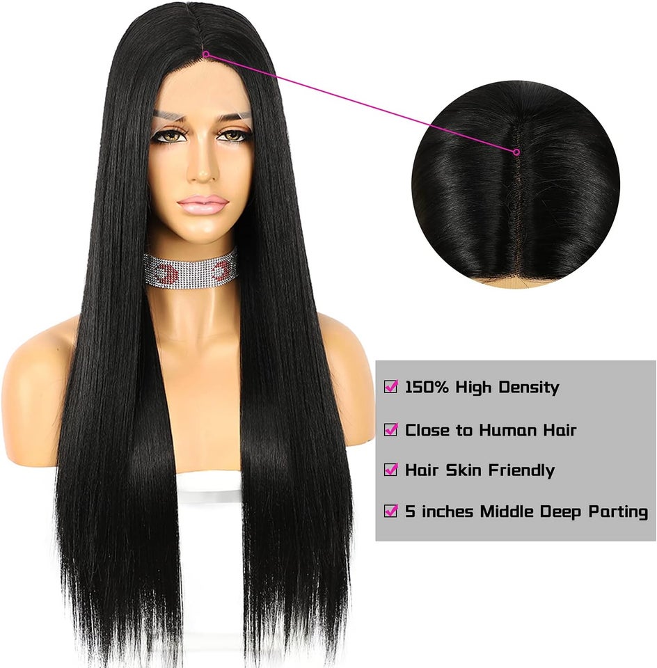 Paryk, Glat sort lace front 61 cm