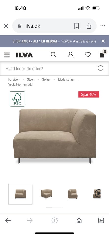 Sofa andet materiale 4 pers