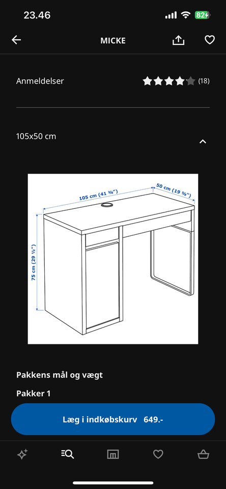 Skrive-/computerbord IKEA b: