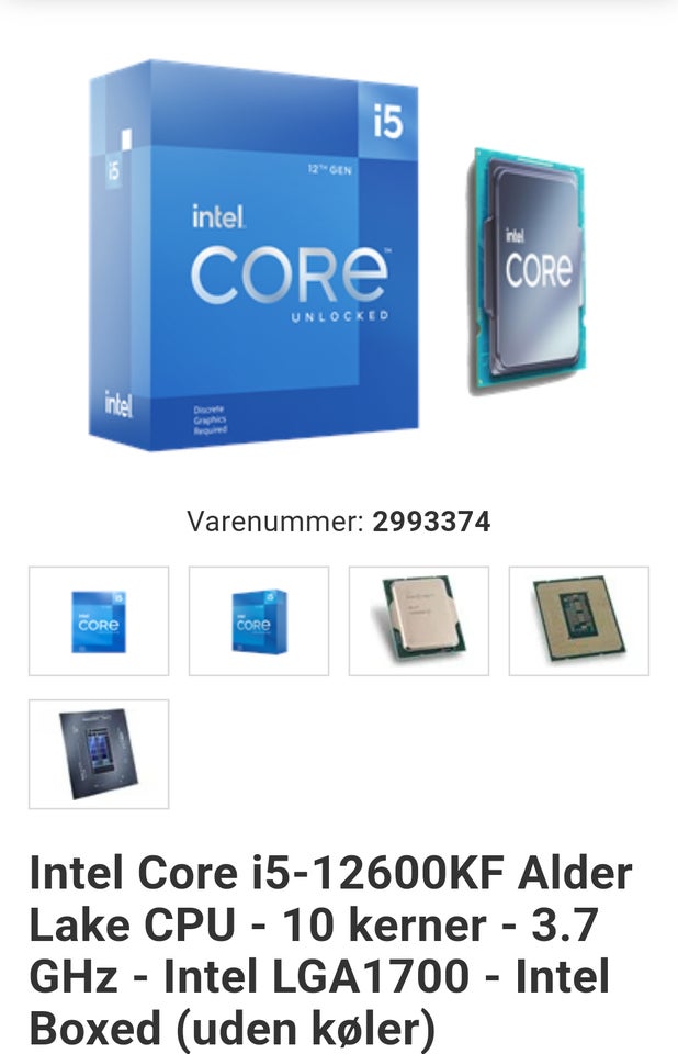 Processor Intel i5-12600KF