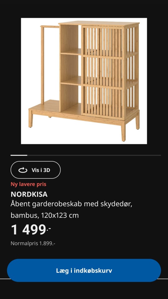Garderobeskab IKEA b: 120 d: 48 h: