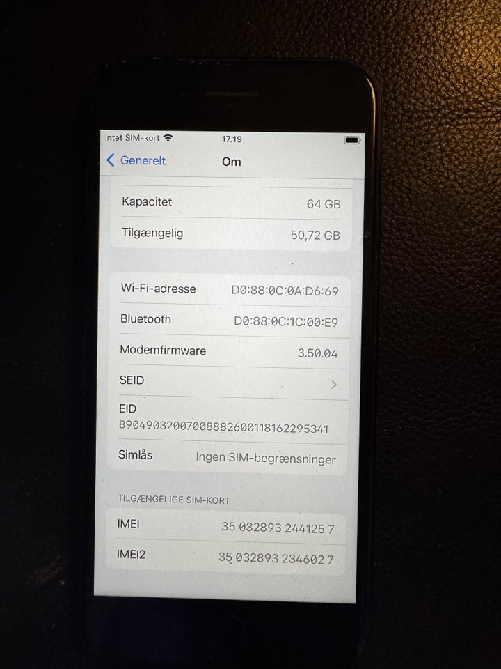 iPhone SE 2. generation, 64 GB, blå