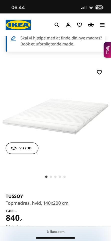 Dobbeltseng, Ikea, b: 140 l: 200