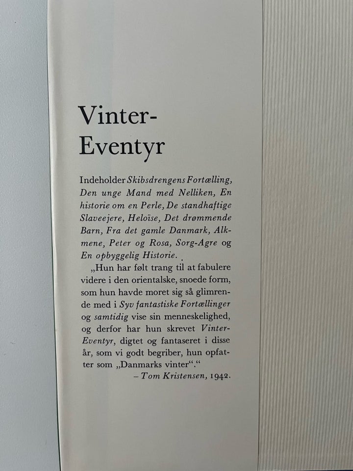 Et vintereventyr, Karen Blixen,