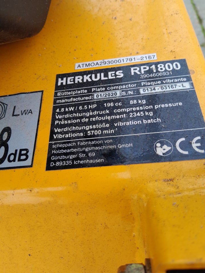 Pladevibrator, Herkules RP1800