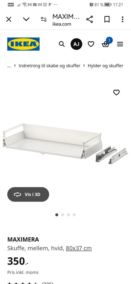 Skuffeskab, Ikea maximera 80 x 37