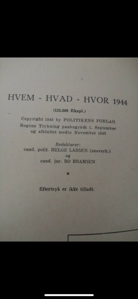 Hvem Hvad Hvor 1944, Magasin