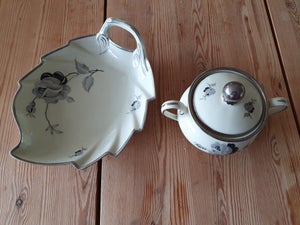 Porcelæn sukkerskål og fad ( blad