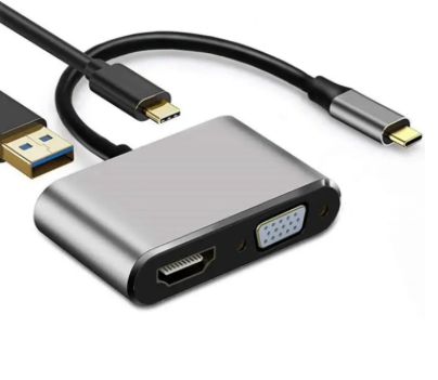 Adapter, USB_C 4 I 1 HUB VGA HDMI