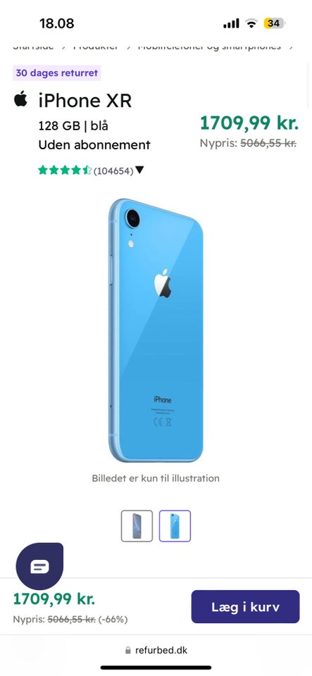 iPhone XR 128 GB blå