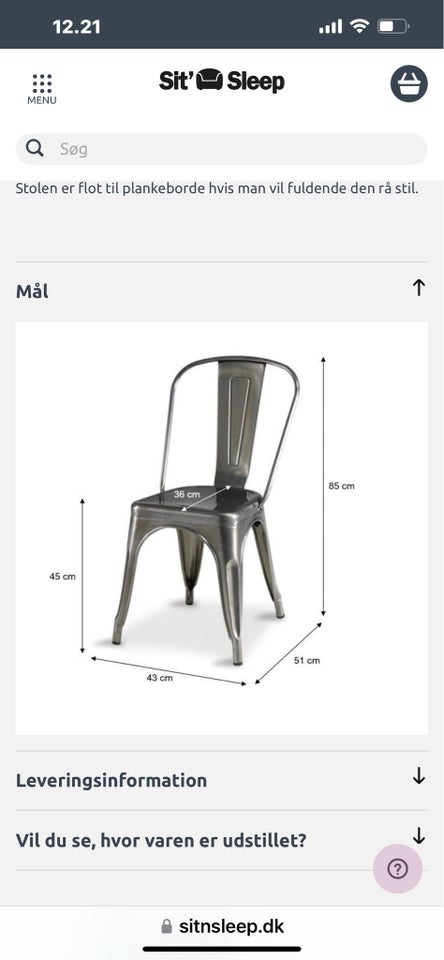 Spisebordsstol Metal  Korona fra