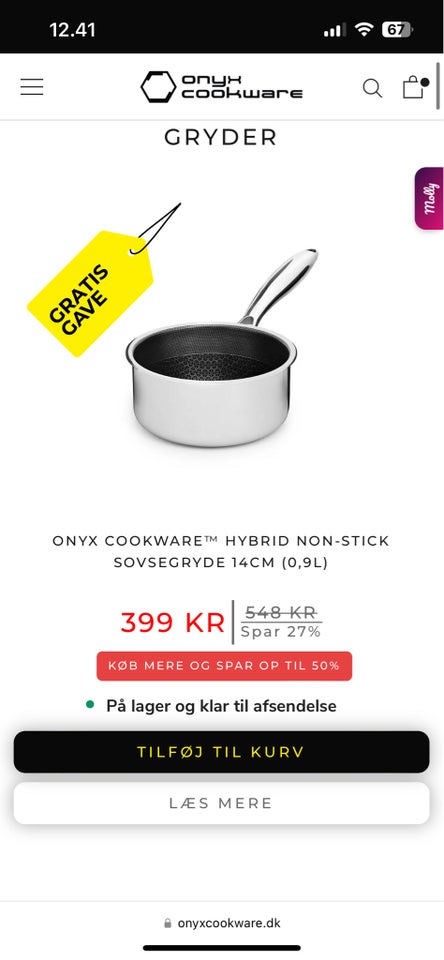 Gryder og pande, Onyx cookware