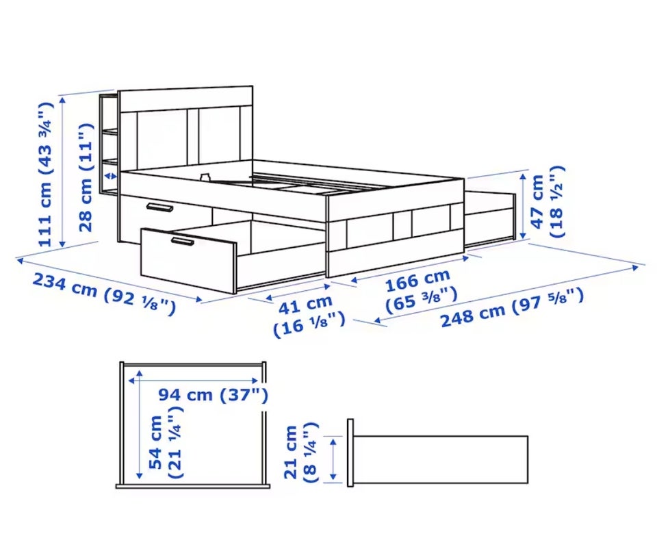 Dobbeltseng, IKEA BRIMNES, b: 186