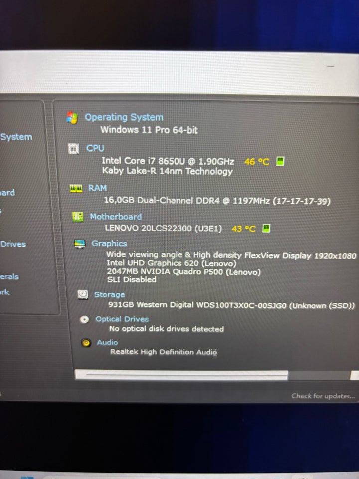 Lenovo Thinkpad P52s Intel Core