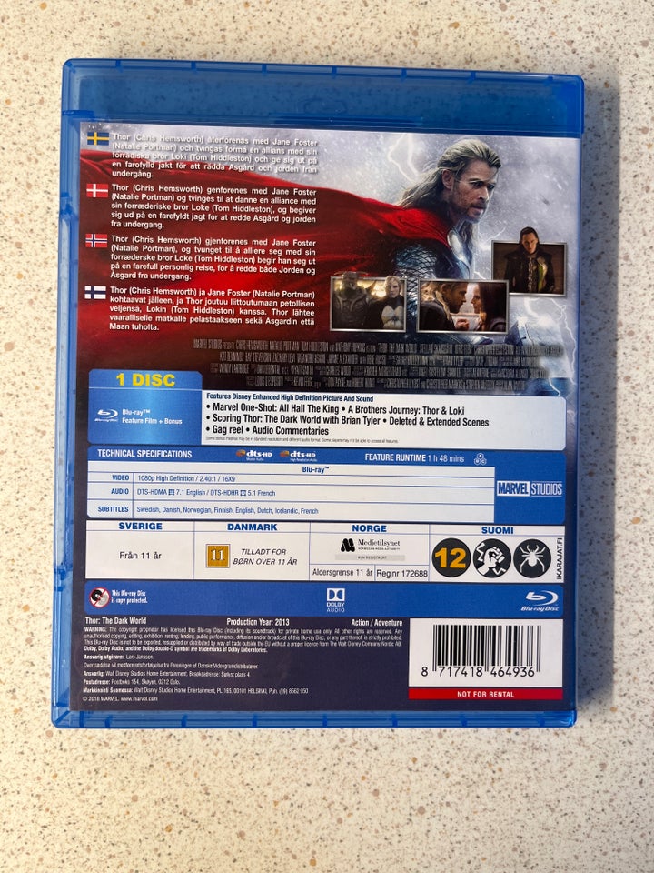 Thor the dark World, Blu-ray,